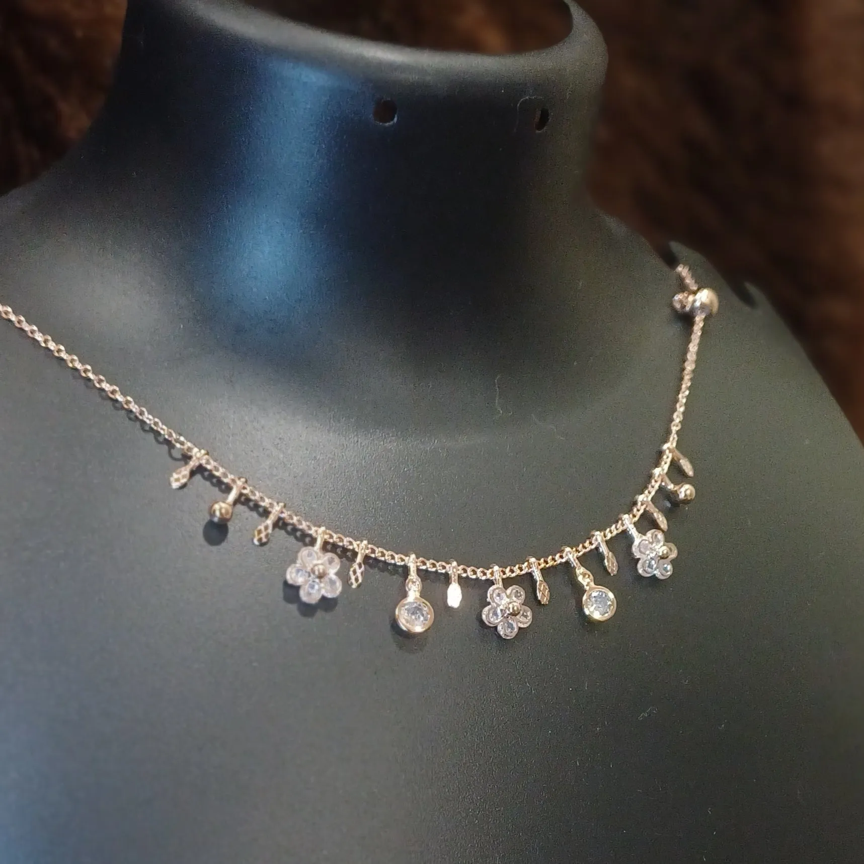 Flowers and shines necklace chain_anti tarnish_ statement jewellery