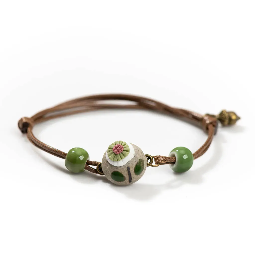 Forest Series Pottery Pendant hand-kneaded Ceramic Adjustable DIY Bracelet Gift