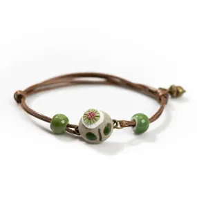 Forest Series Pottery Pendant hand-kneaded Ceramic Adjustable DIY Bracelet Gift