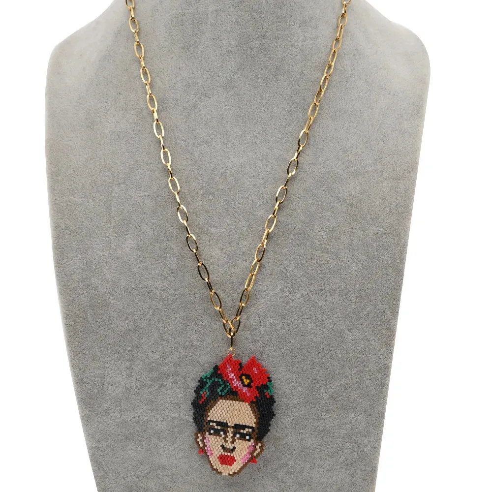 Frida Khalo Rice Bead Necklace