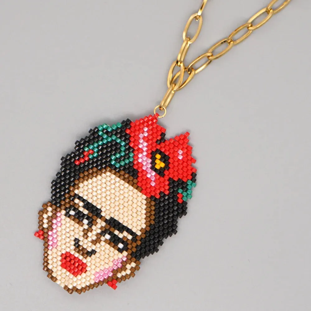 Frida Khalo Rice Bead Necklace