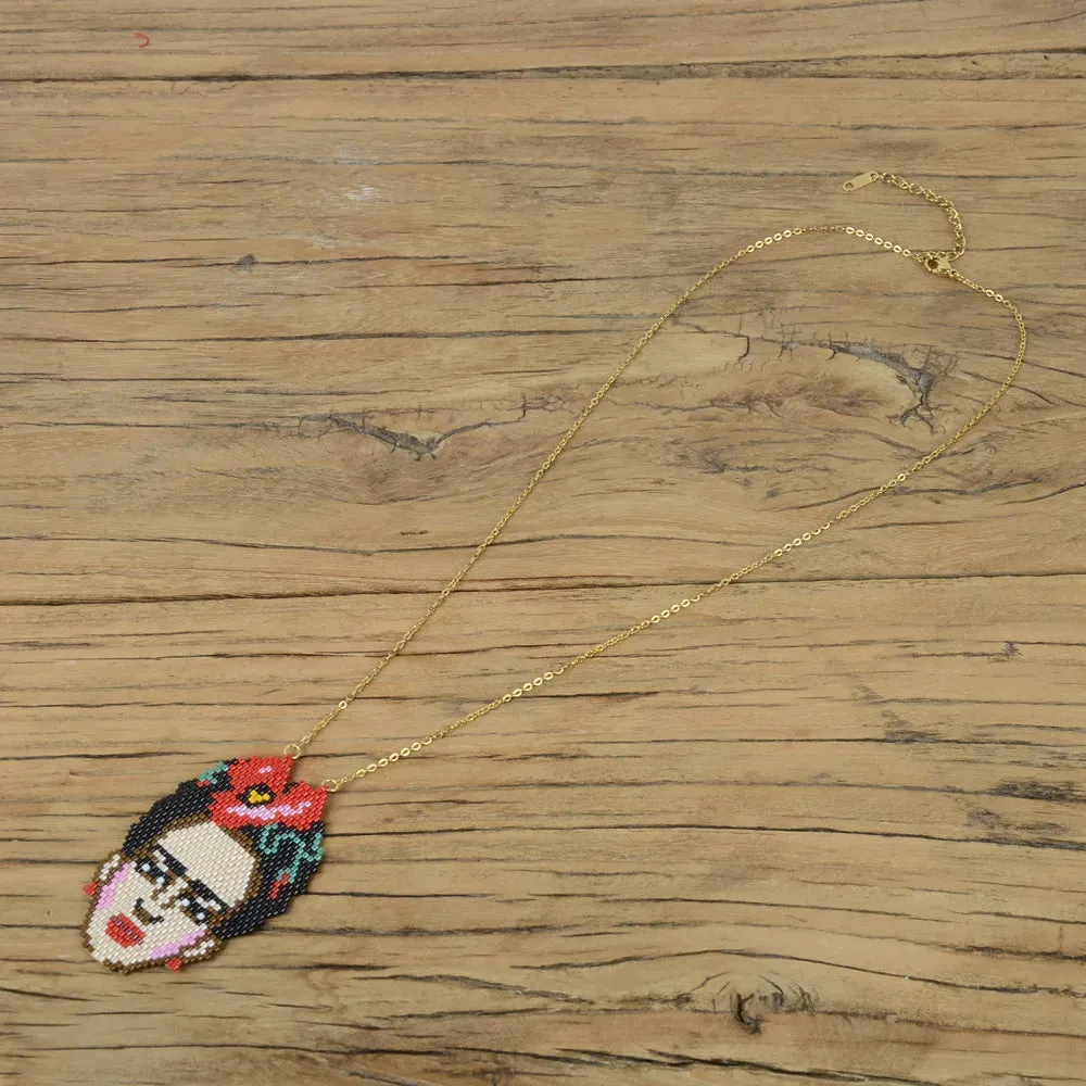 Frida Khalo Rice Bead Necklace