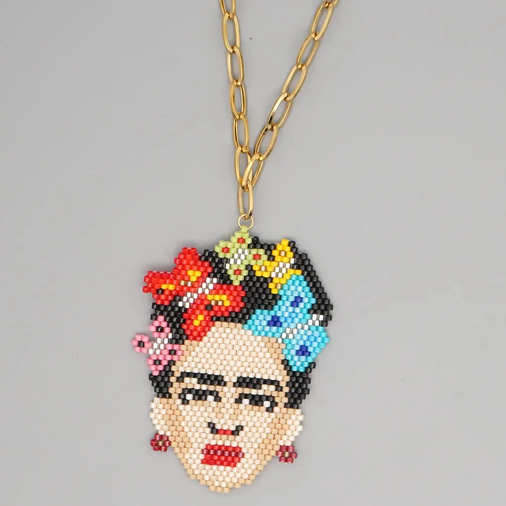 Frida Khalo Rice Bead Necklace