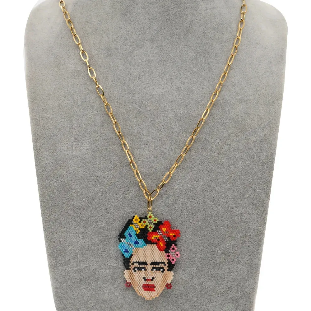 Frida Khalo Rice Bead Necklace