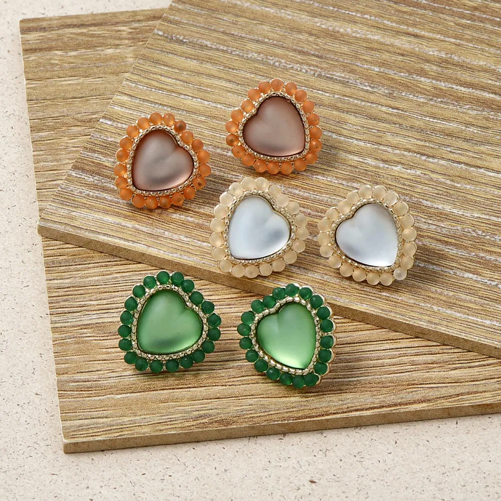 Frosted Heart Shaped Studs