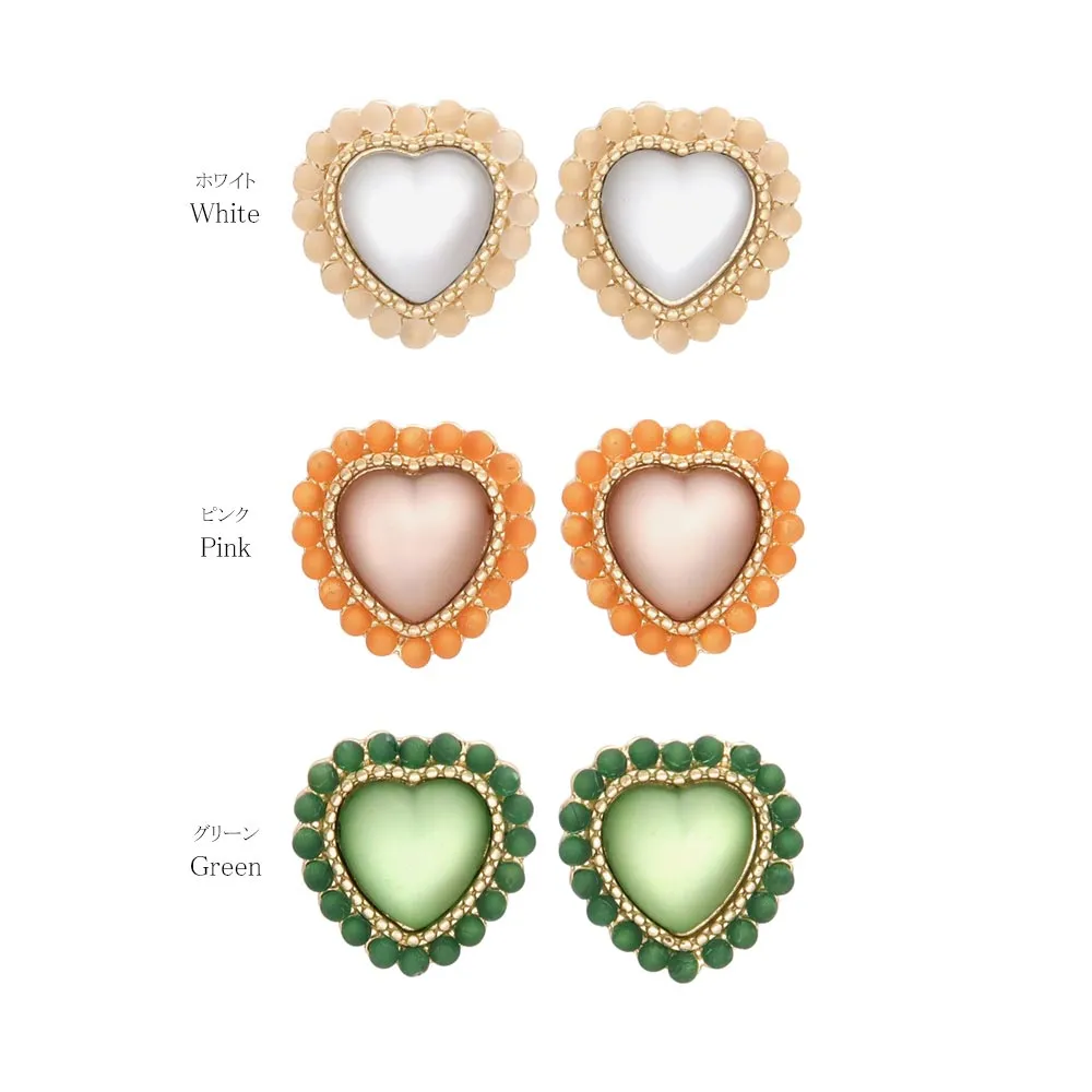 Frosted Heart Shaped Studs