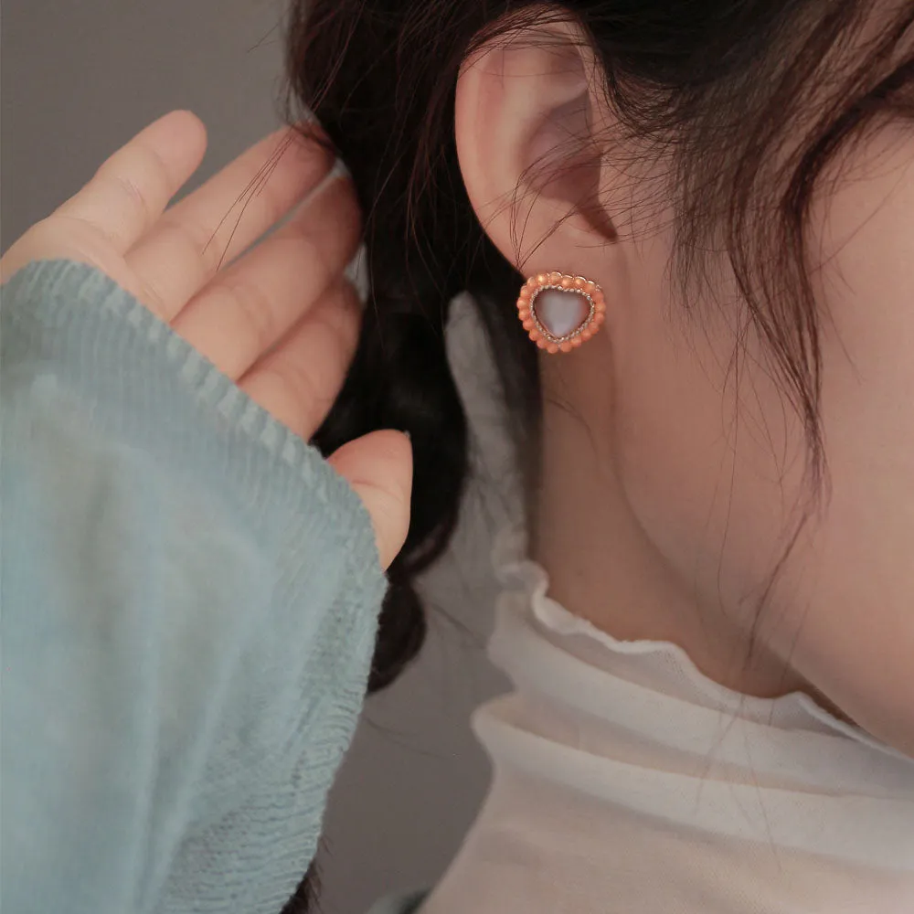 Frosted Heart Shaped Studs