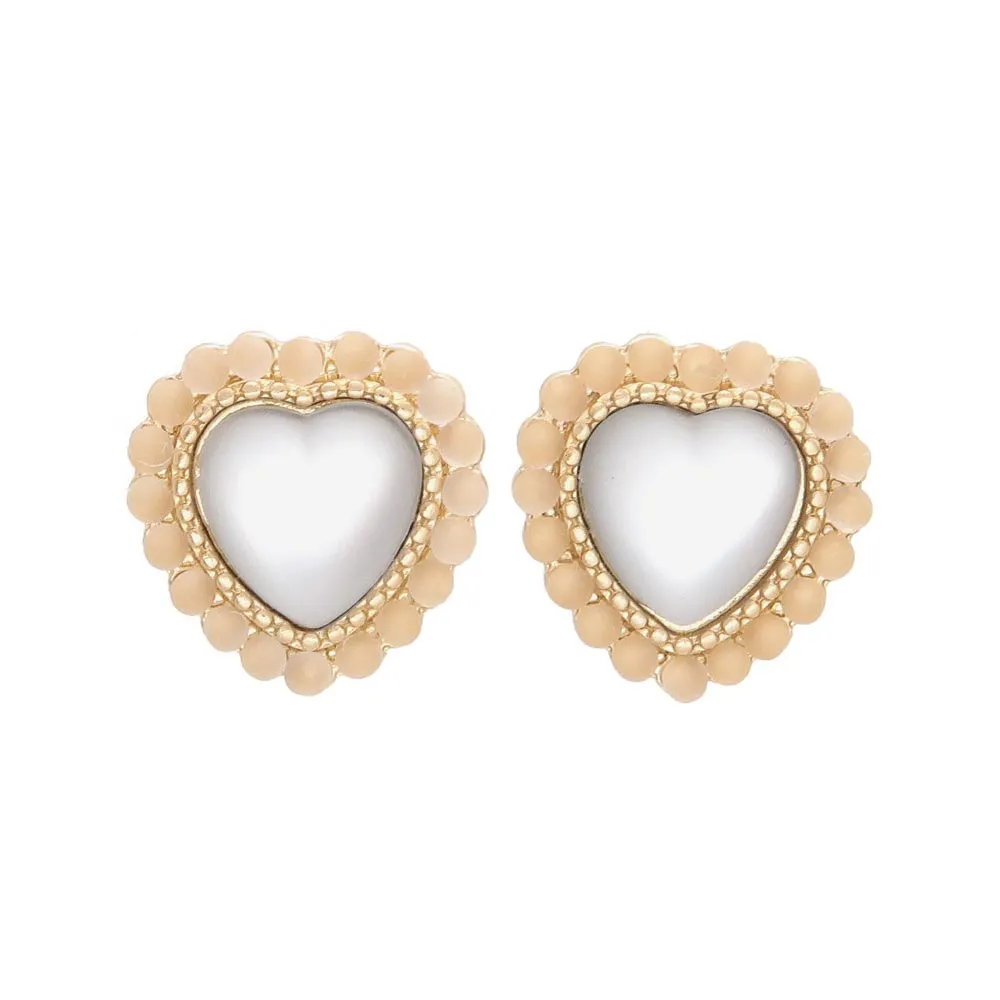 Frosted Heart Shaped Studs