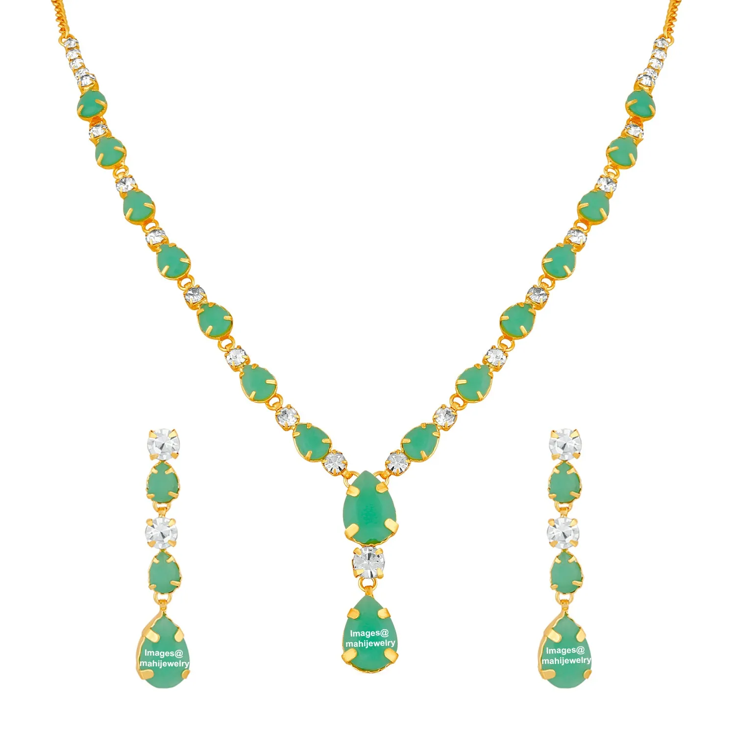 Gleaming Green Crystal Necklace set