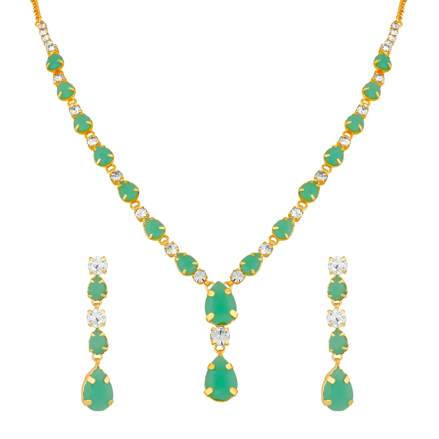 Gleaming Green Crystal Necklace set
