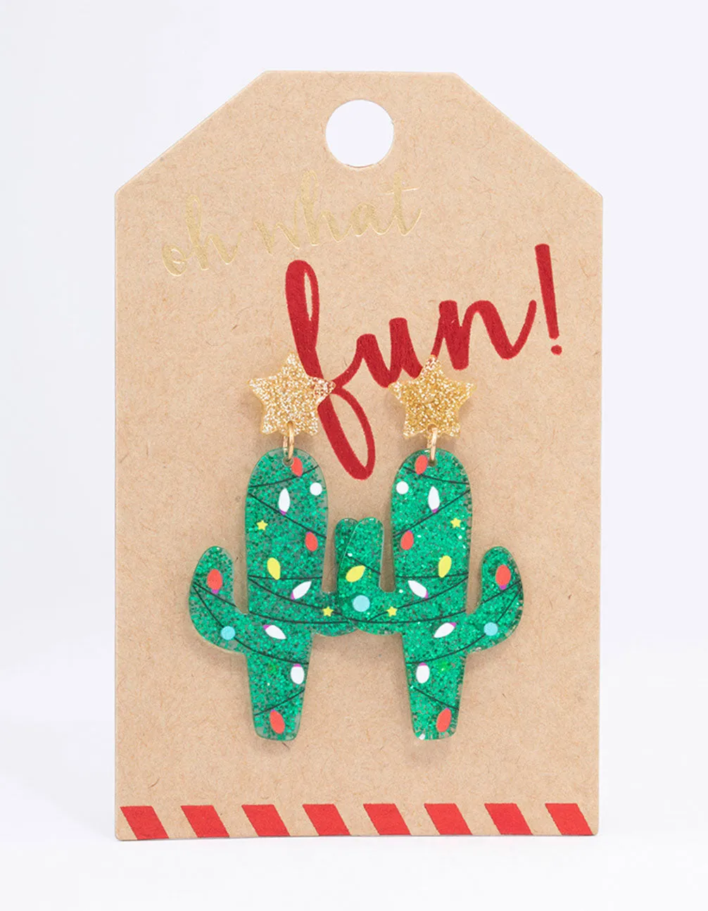 Glitter Cactus Drop Earrings