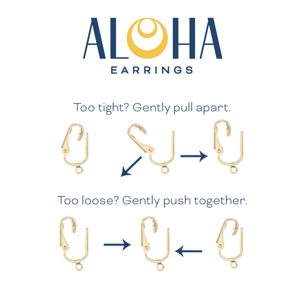 Gold 3D Heart Clip On Dangling Earrings