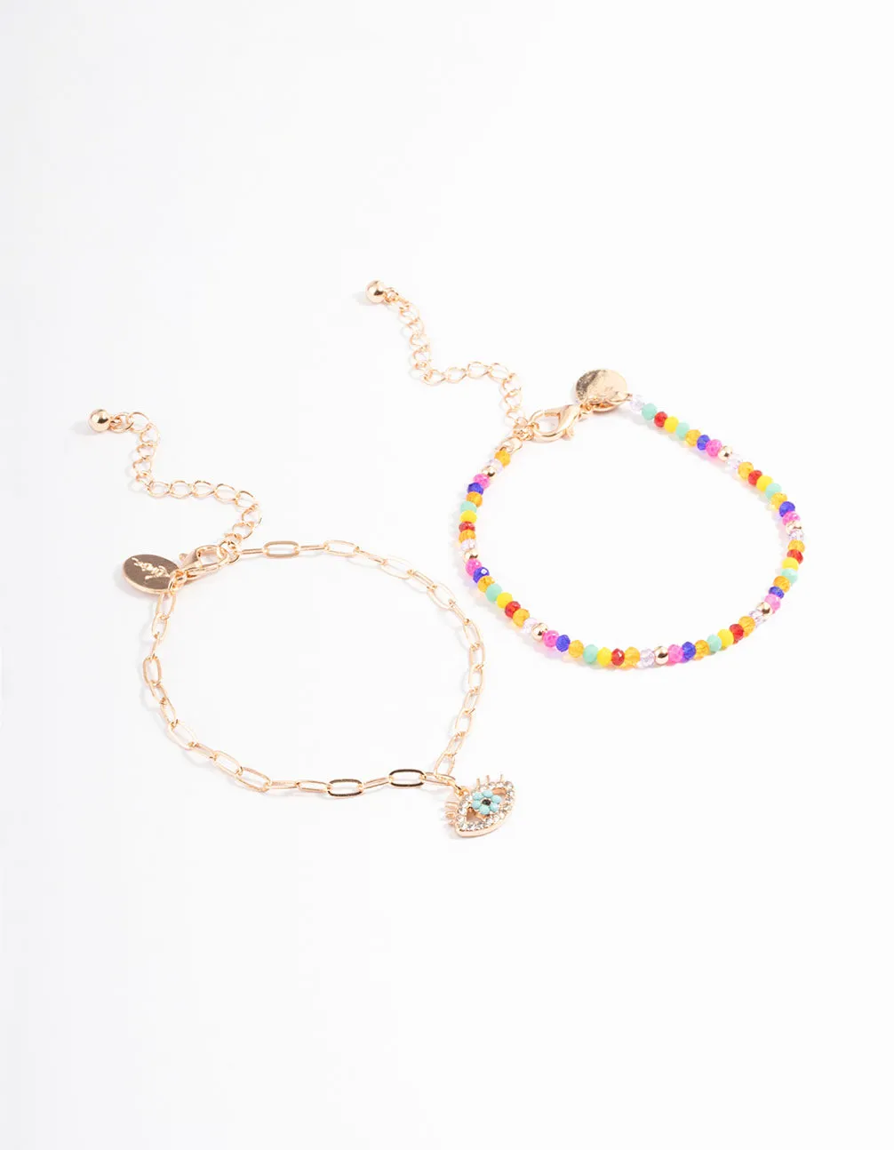 Gold Bead & Evil Eye Bracelet Pack