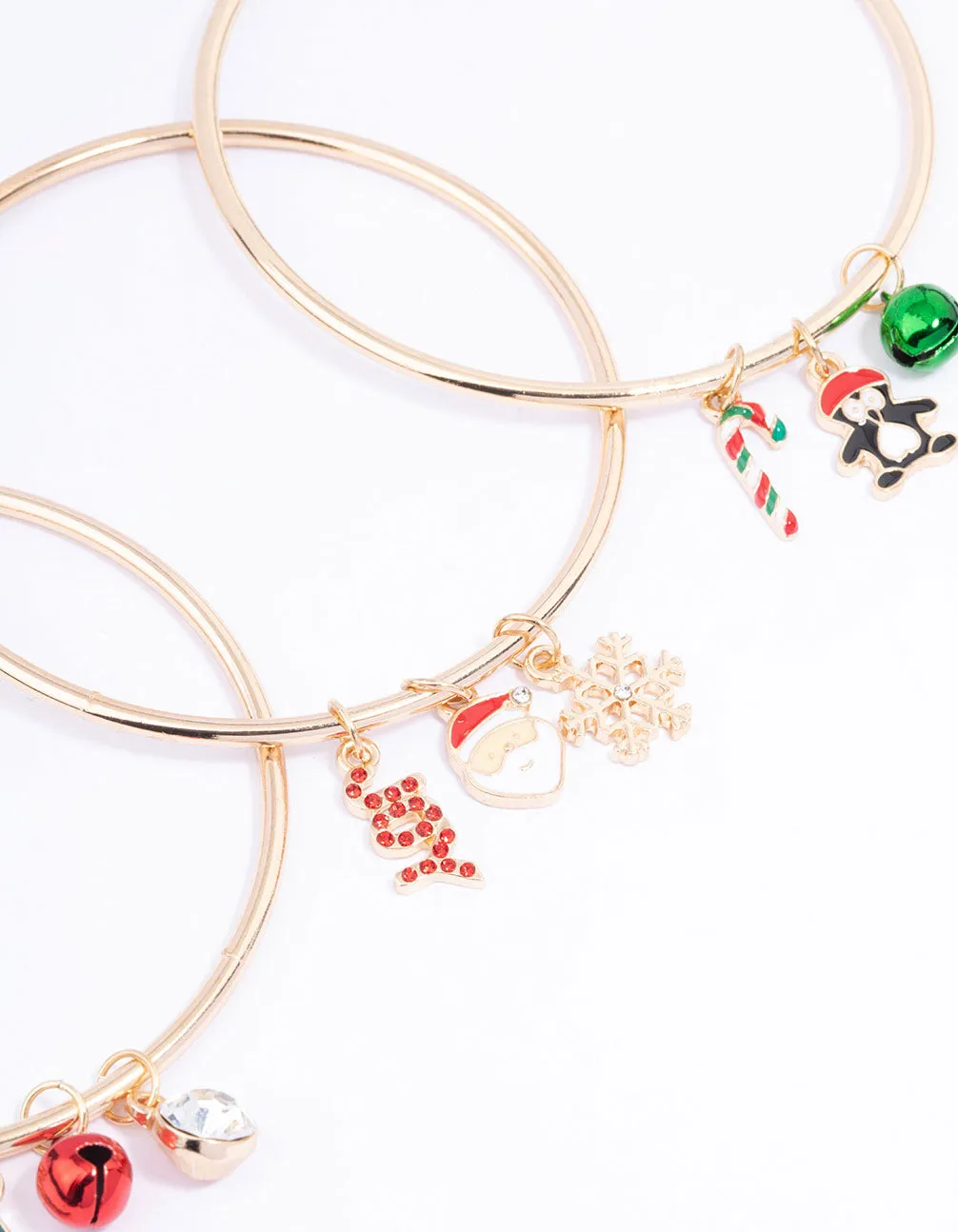 Gold Christmas Charm Bangle Pack