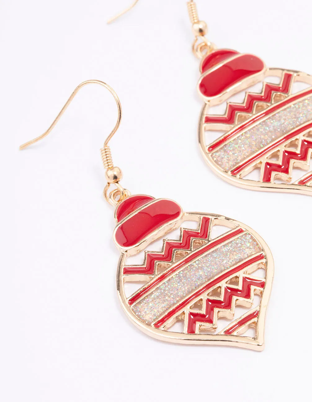 Gold Glitter Bauble Drop Earrings