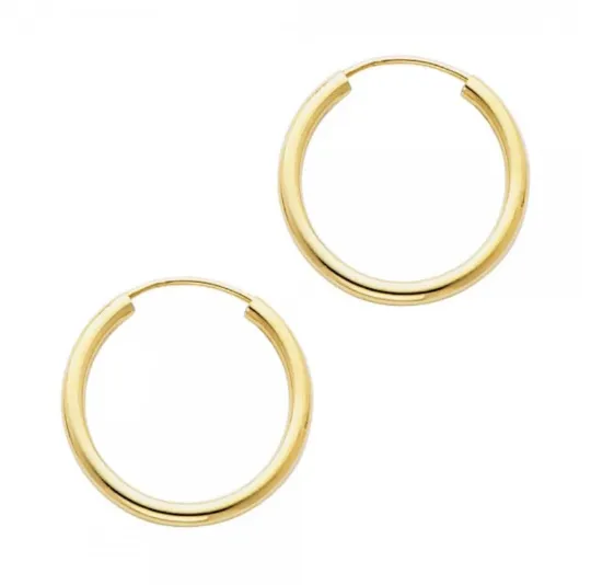 Gold Plain Huggie Hoop Earrings Gold 20mm Width Model-131