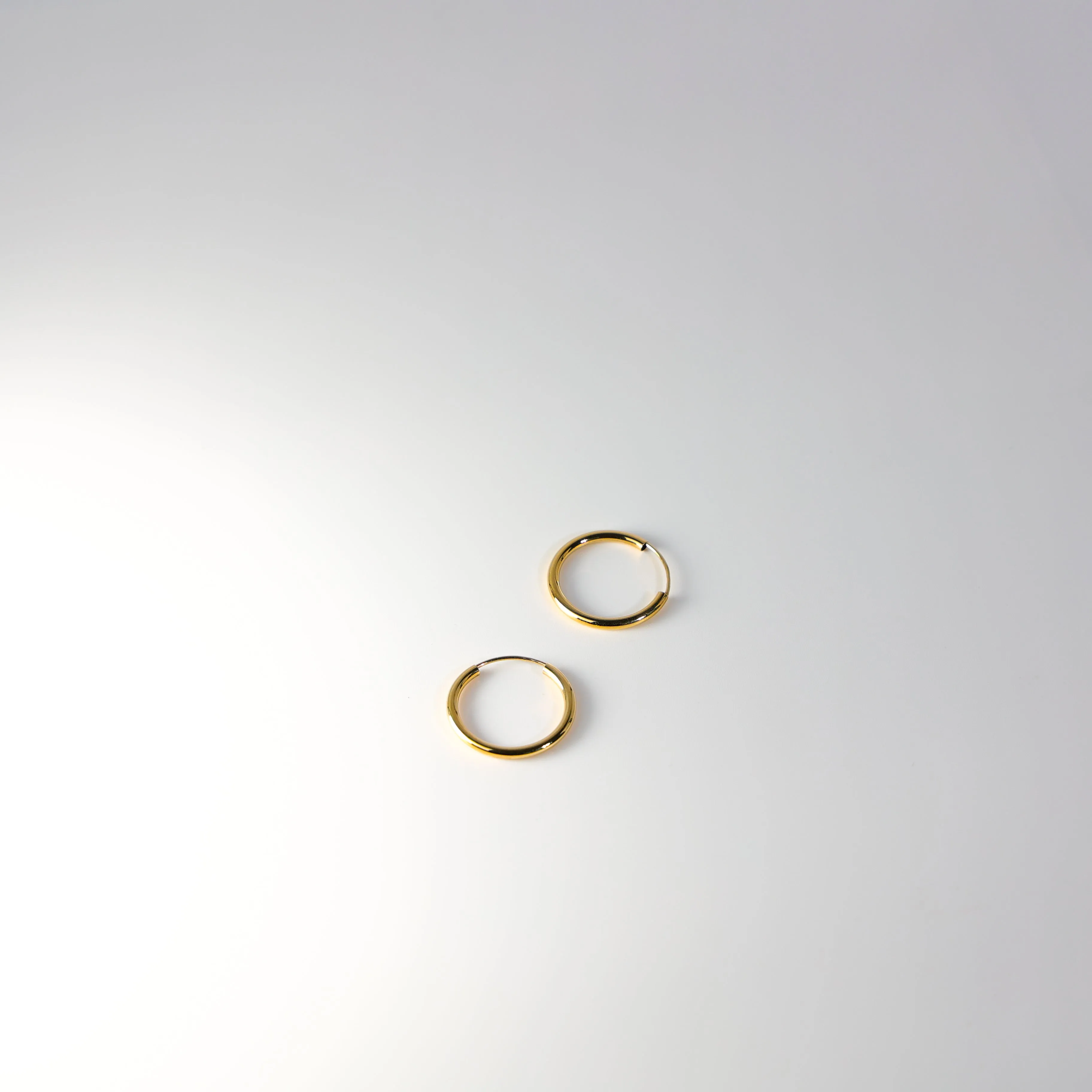 Gold Plain Huggie Hoop Earrings Gold 20mm Width Model-131
