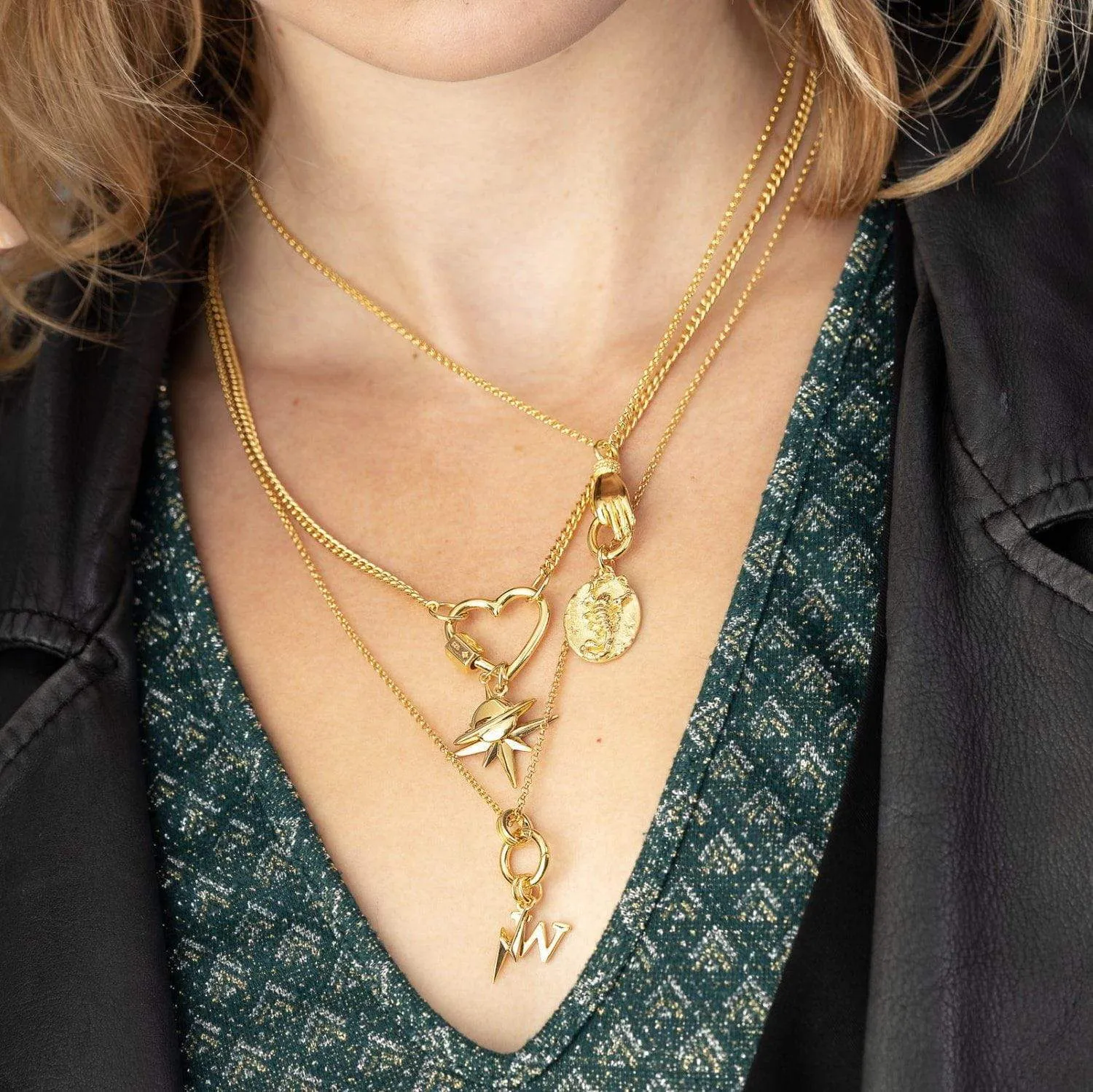 Gold Plated Heart Carabiner Charm Lock