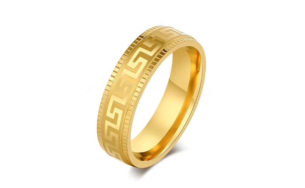 Gold Plated Surround Pattern Stainless Steel Rings For Women(7,8,9,10)