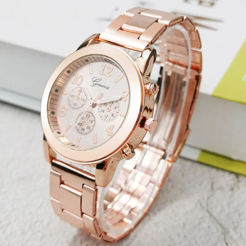 Golden Watch Stainless Steel Ladies Creative Quartz Bracelet Female Clocks Gift