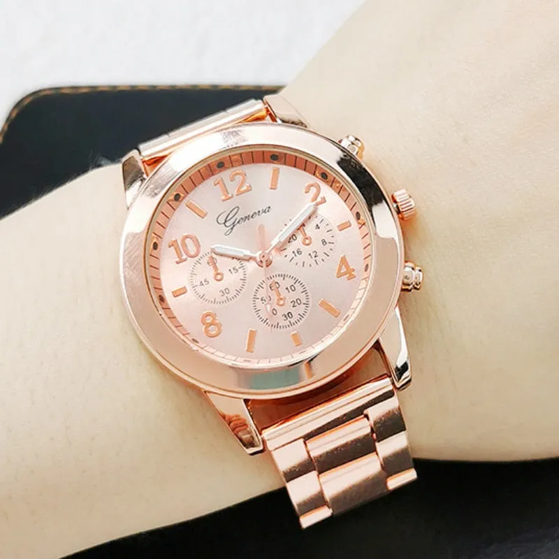 Golden Watch Stainless Steel Ladies Creative Quartz Bracelet Female Clocks Gift