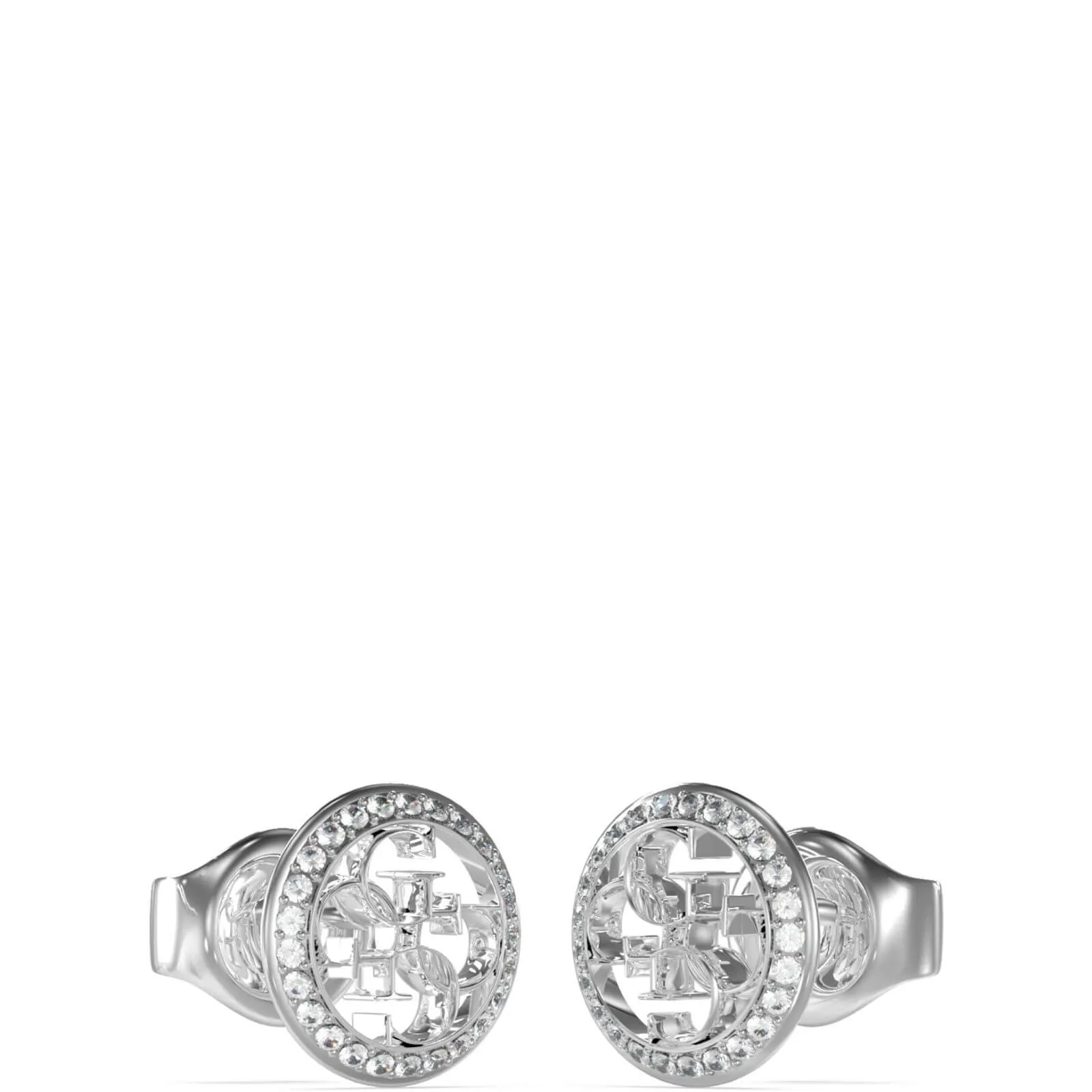 Guess Life In 4G Logo Silver Stud Earrings