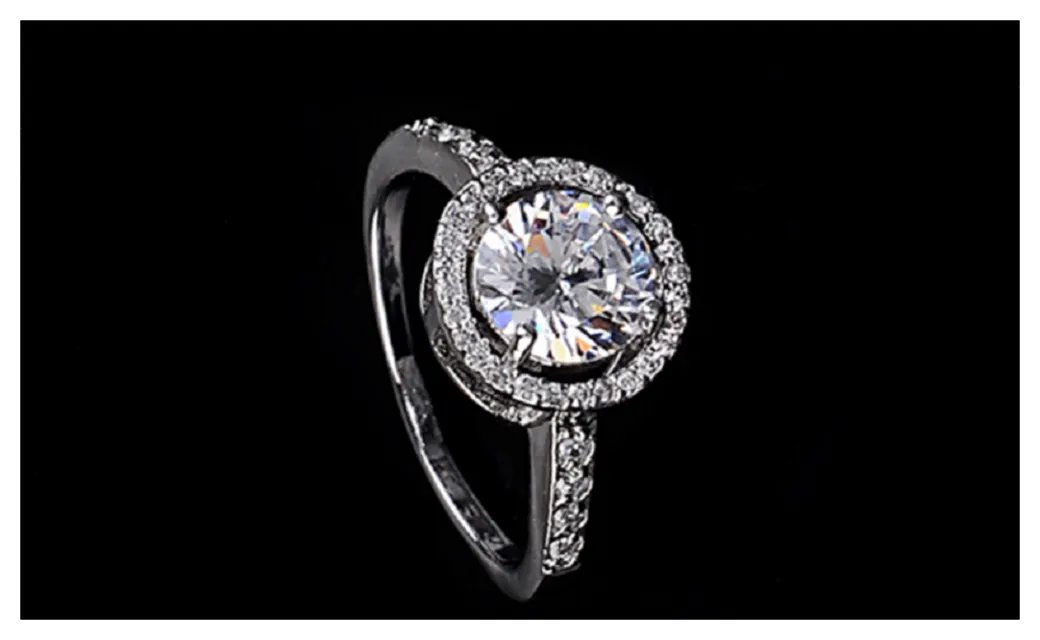 Hearts & Arrows Exquisite Cubic Zirconia Halo Ring.
