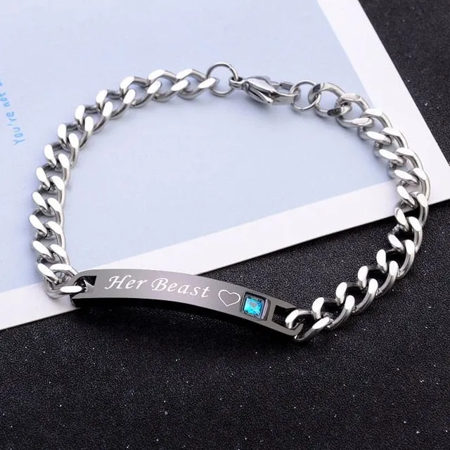 His Queen, Her King Crystal Couple Bracelet (for Men & Women)