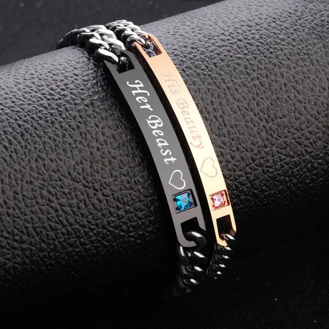 His Queen, Her King Crystal Couple Bracelet (for Men & Women)
