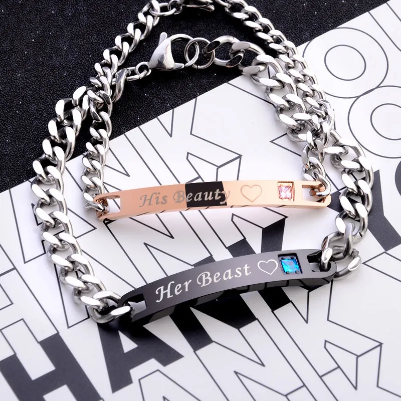 His Queen, Her King Crystal Couple Bracelet (for Men & Women)