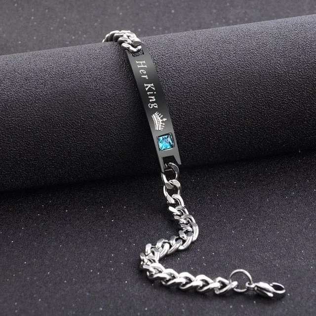 His Queen, Her King Crystal Couple Bracelet (for Men & Women)