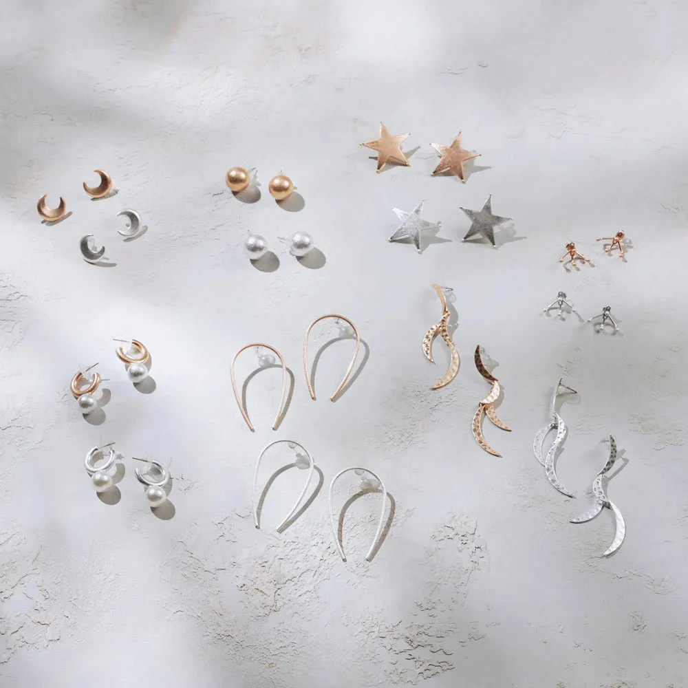Linked Moon Drop Earrings