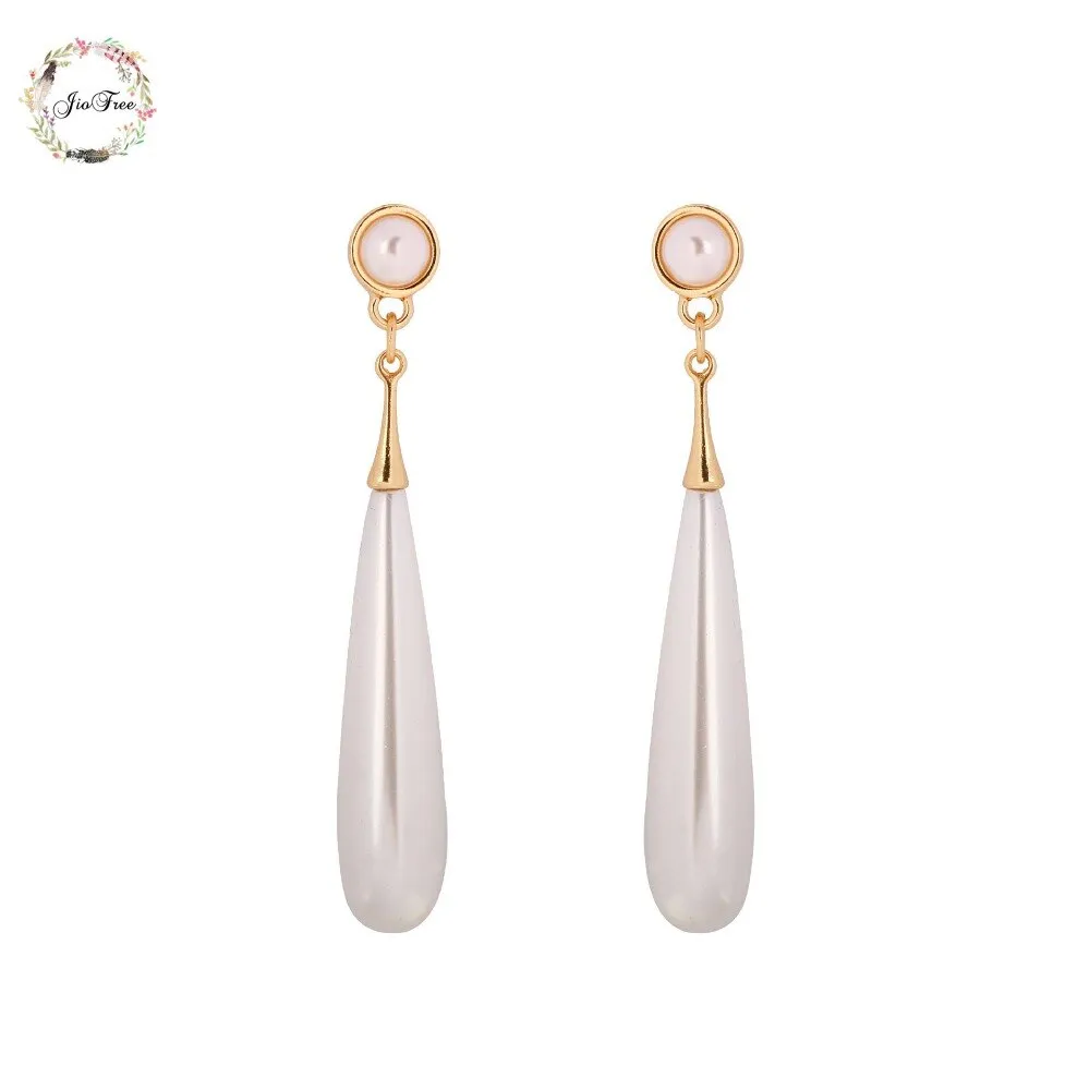 long simulated pearl Waterdrop Clip on Earrings