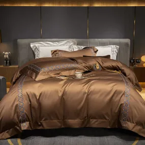 Luxury Cotton Satin Circle Embroidered Duvet Set
