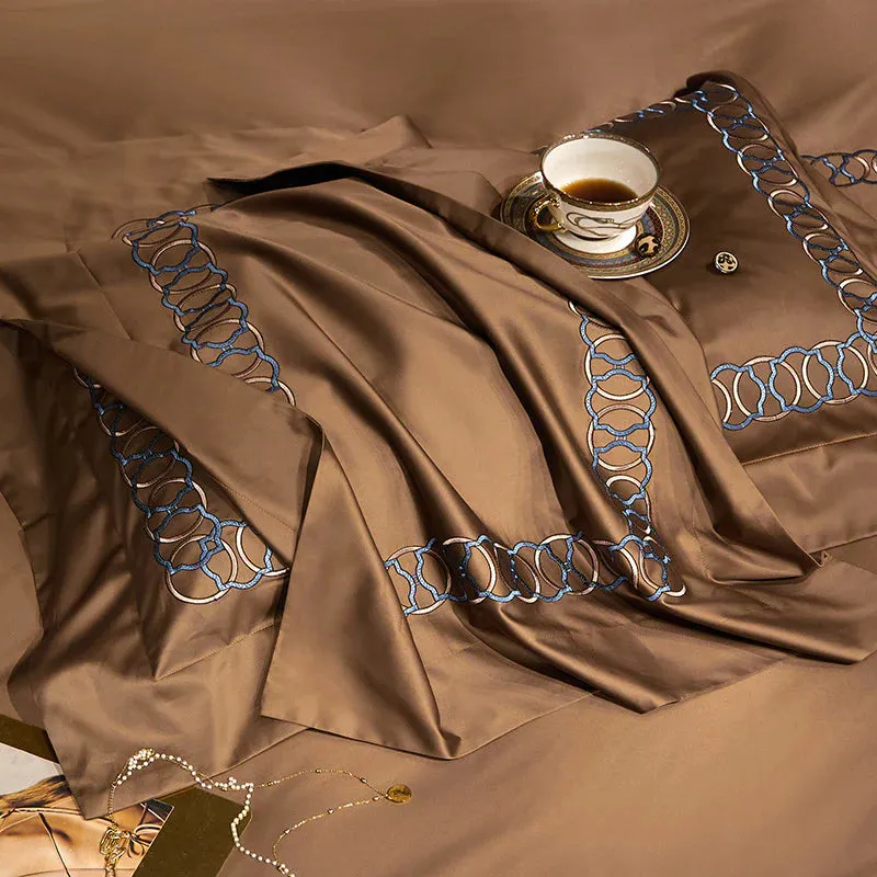 Luxury Cotton Satin Circle Embroidered Duvet Set