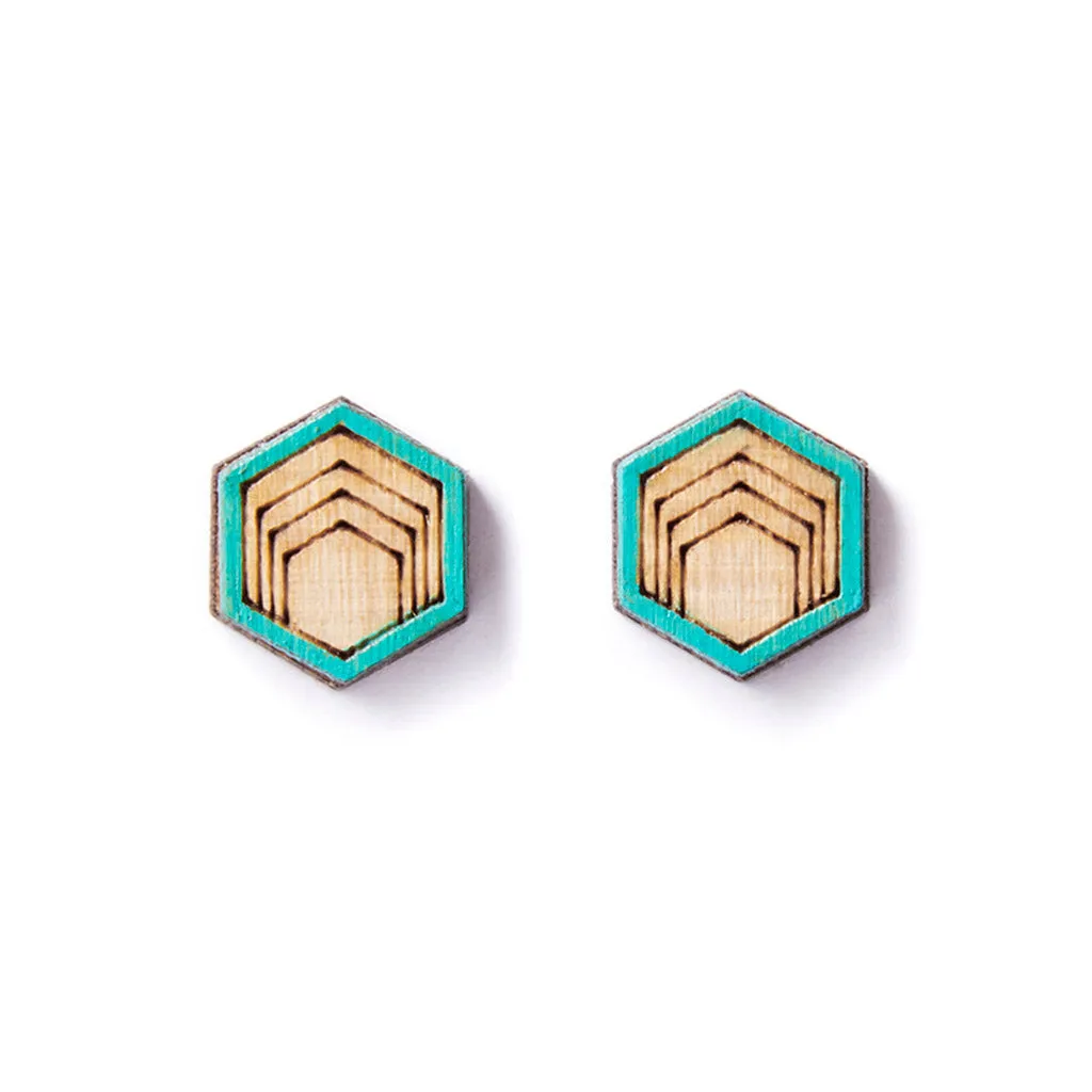 Maple Hex Stud Earrings