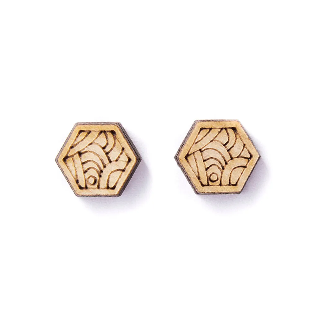 Maple Hex Stud Earrings