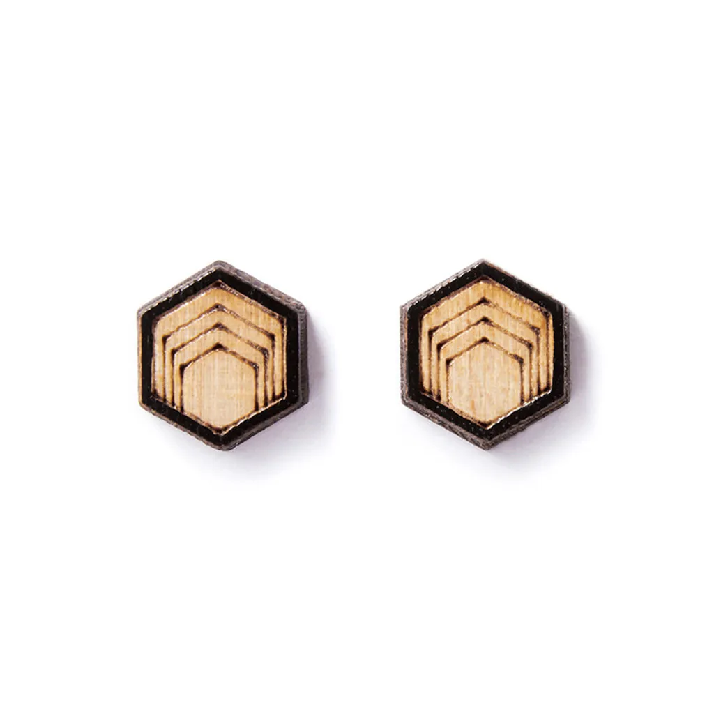 Maple Hex Stud Earrings