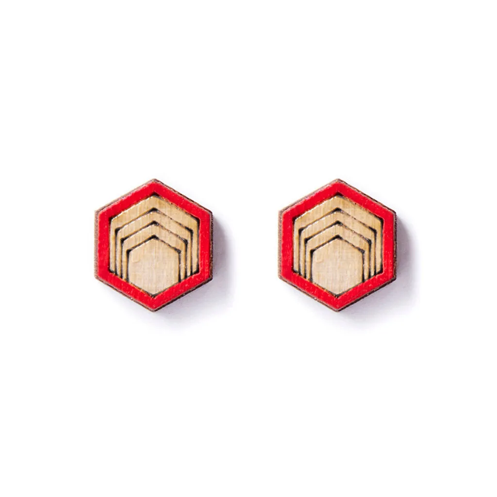 Maple Hex Stud Earrings