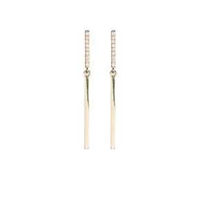 Medium Diamond   Gold Bar Earrings