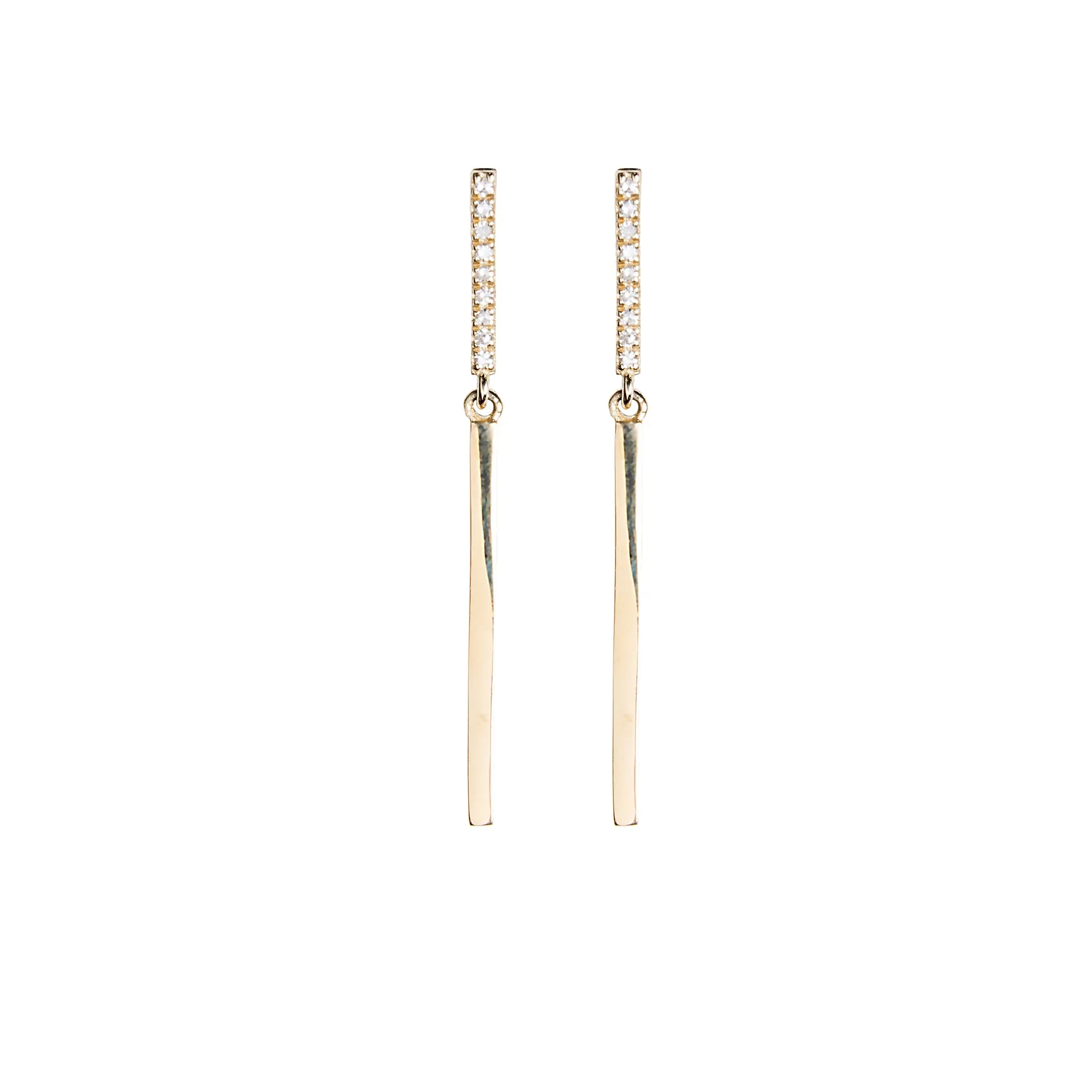 Medium Diamond   Gold Bar Earrings