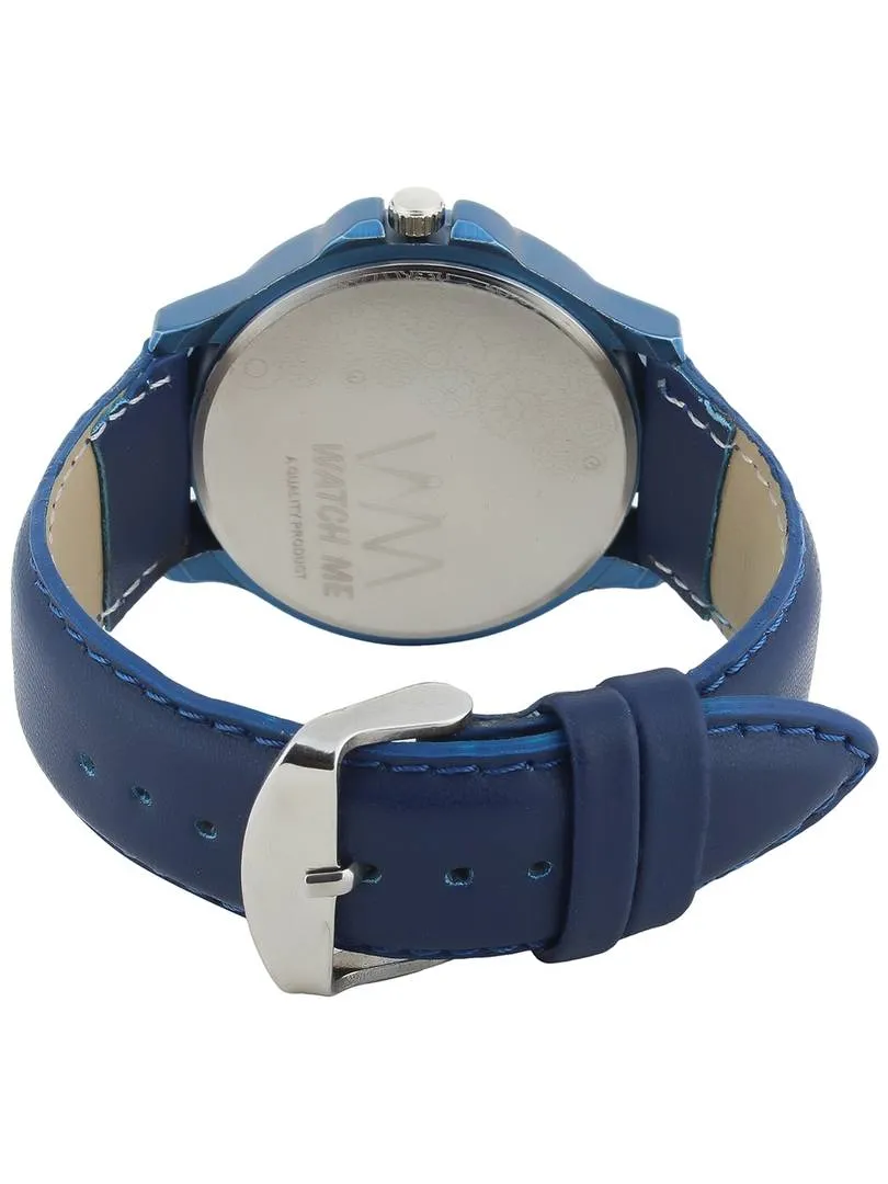 Men's Stylish Blue Synthetic Leather Analog Watches
