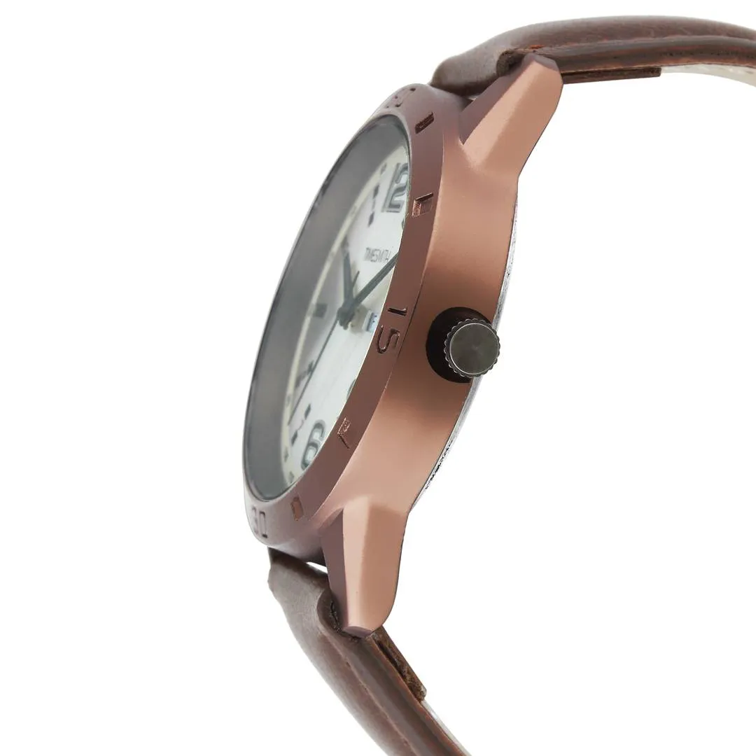 Men's Stylish White Synthetic Leather Analog Watches
