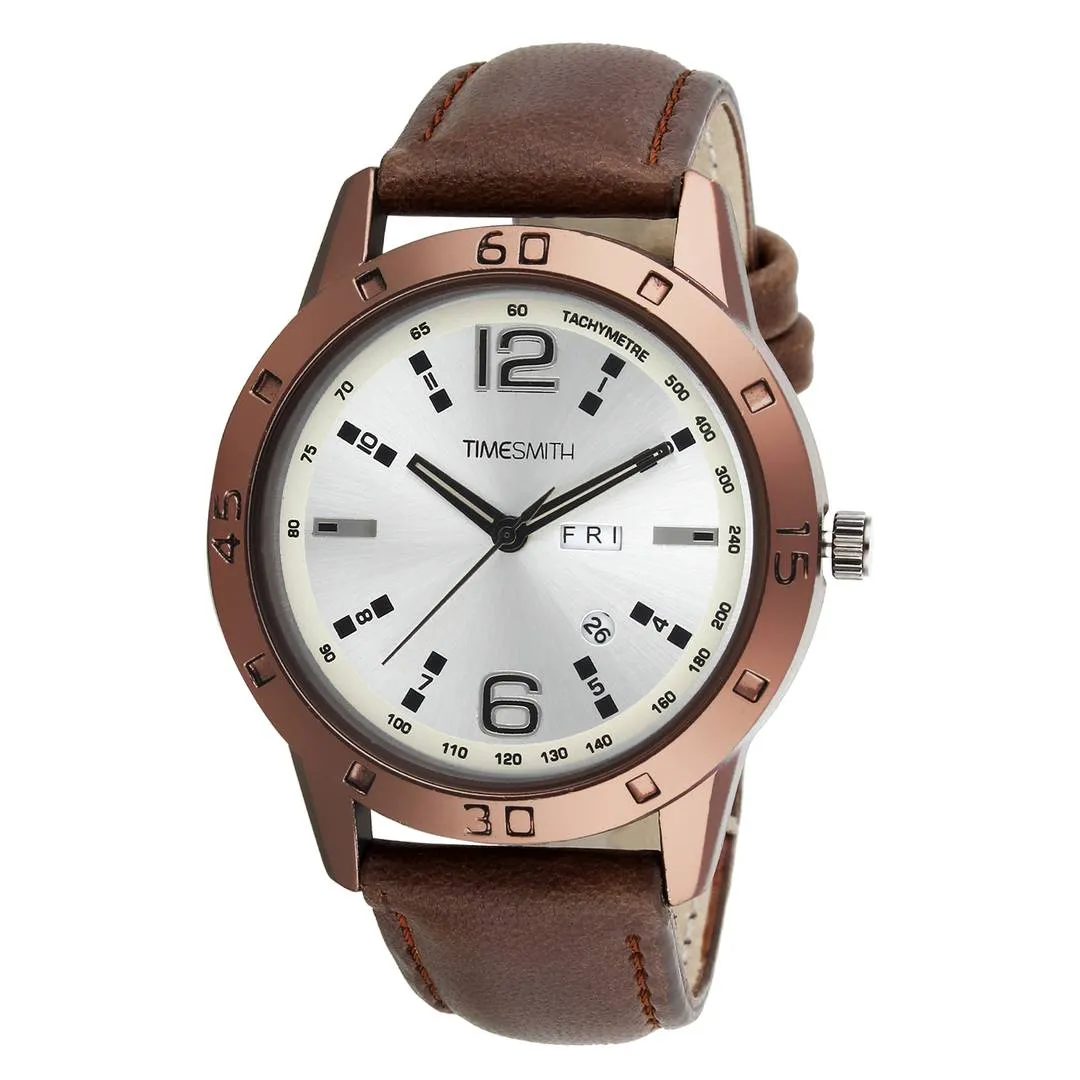 Men's Stylish White Synthetic Leather Analog Watches