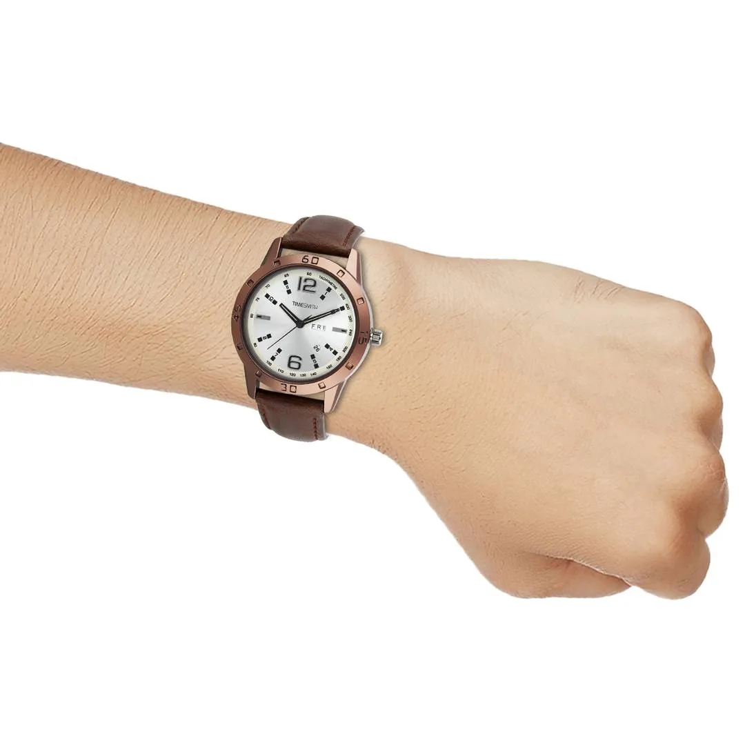 Men's Stylish White Synthetic Leather Analog Watches