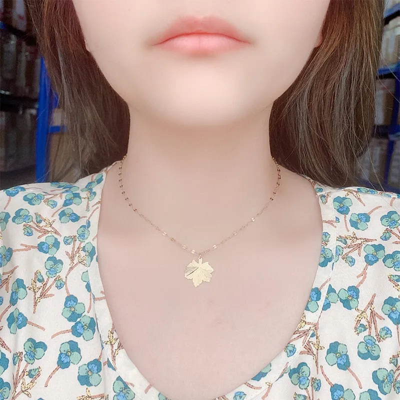 Minimal Lifelike Leaves Charms Choker Collier Necklaces &amp; Pendants For Women