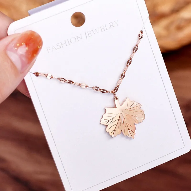Minimal Lifelike Leaves Charms Choker Collier Necklaces &amp; Pendants For Women