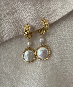 Natural Coin Pearl Hanging Earrings