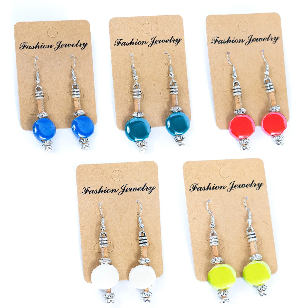Nature's Palette: Cork and Ceramic Earrings