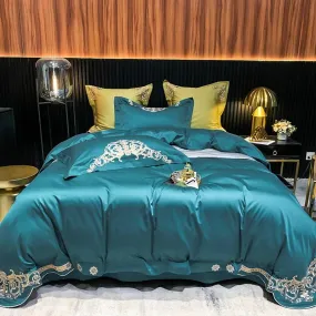 New Gleaming Embroidery with Tale Sateen Duvet Set